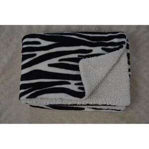 Little Miracles Zebra Print Baby Blanket Black White Sherpa Security Lovey